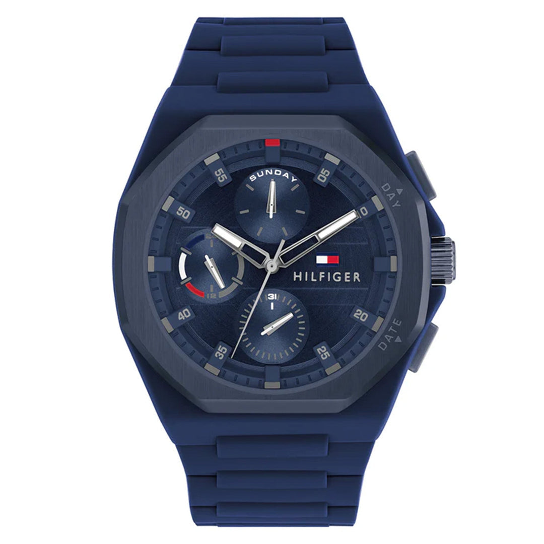 Tommy Hilfiger Silicone Blue Dial Multi-function Men&#39;s Watch