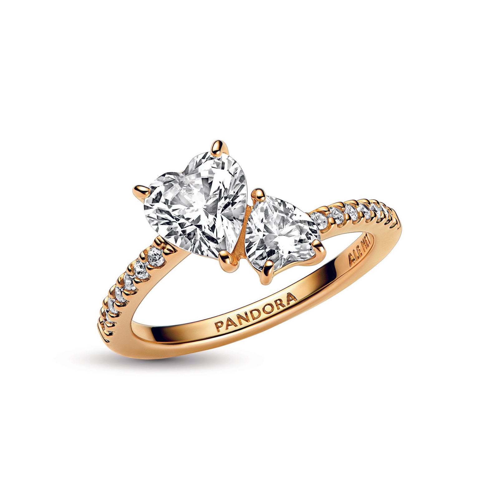 14k Gold-plated ring with clear cubic zirconia