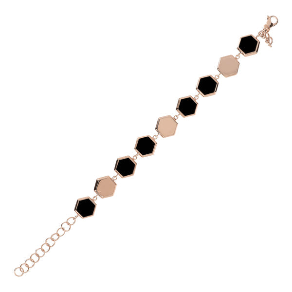 Bronzallure Alba Multi Hexagonal Bracelet Black Onyx