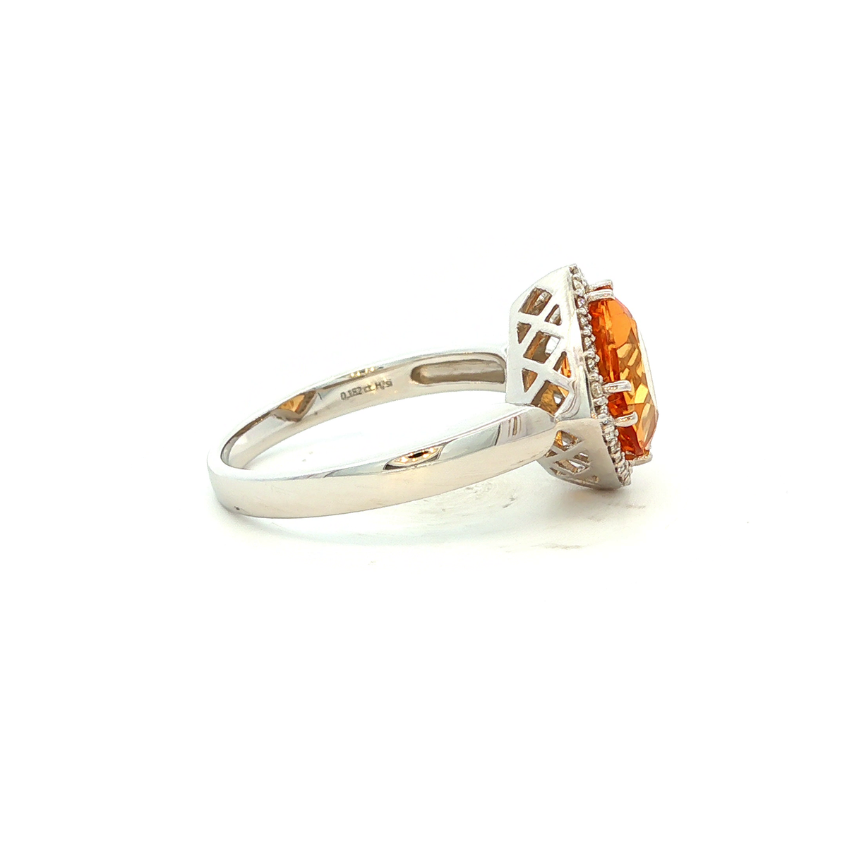 Citrine and Diamond Ring in White Gold