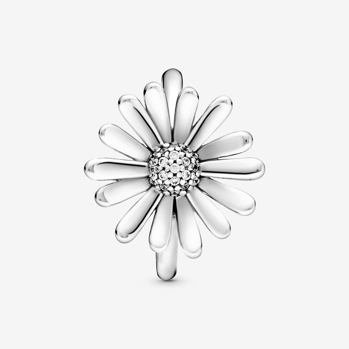Daisy sterling silver ring with clear cubic zirconia