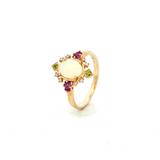 Amethyst and Opal - Crystal & Tsavorite Green in Yellow Gold