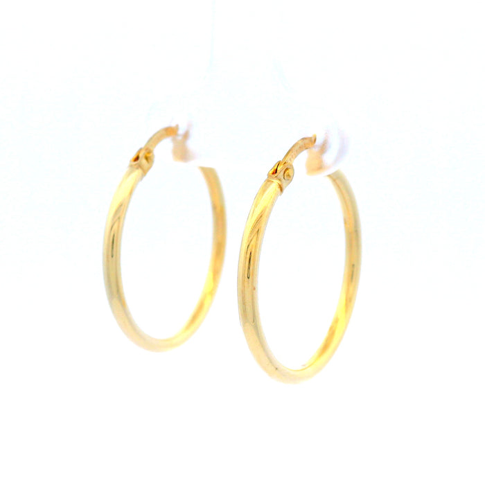 Plain Hoop Earring in 9 Carat Yellow Gold, Silver Filled