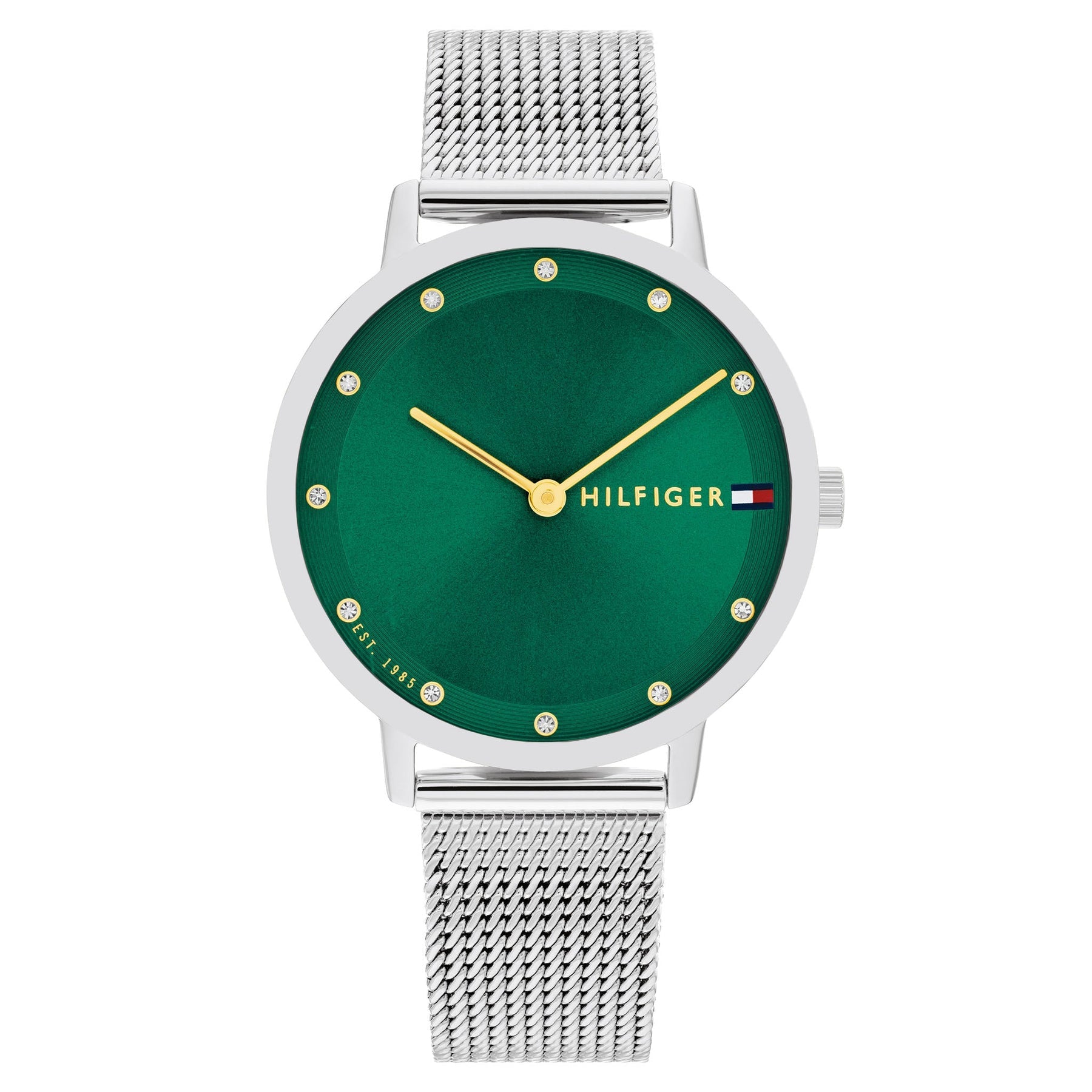 Tommy Hilfiger Silver Steel Mesh Green Dial Women's Watch