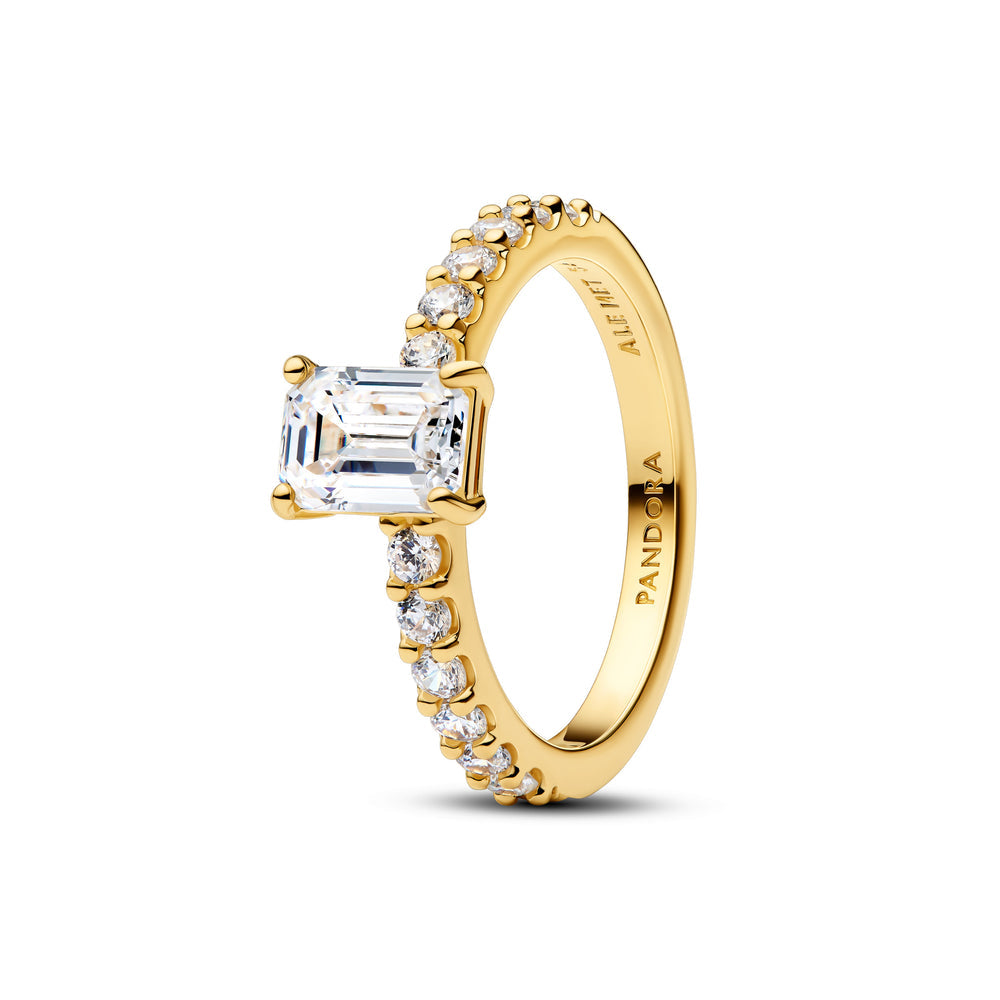 Pandora Rectangular Sparkling Halo Ring