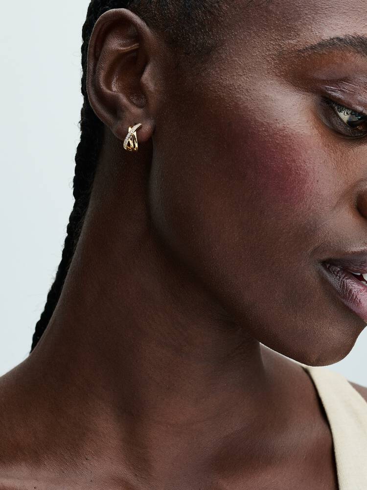 Pandora Crossover Pavé Hoop Earrings