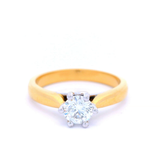Round Brilliant Cut Diamond Set in 6 Claw Yellow Gold