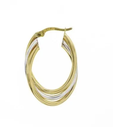 Fancy Hoop Earrings in Yellow &amp; White Gold