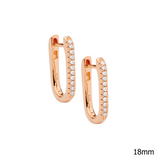 Ellani SS WH CZ 18mm Oval Hoop Earrings W/ Gold Plating