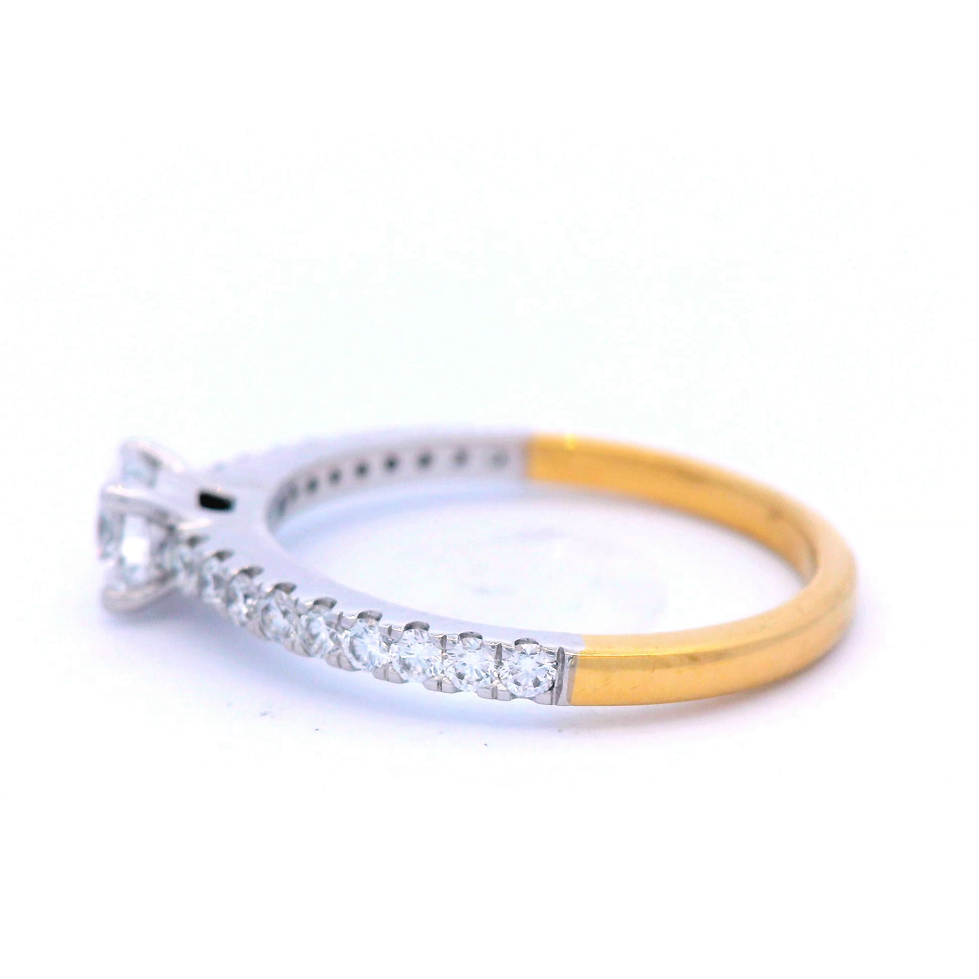 Round Brilliant Cut Diamond Set in a Two Tone White/Yellow Gold Ring