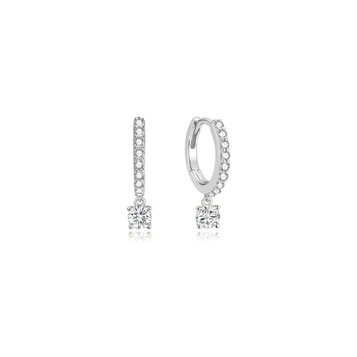 Ania Haie Silver Dangling Sparkle Huggie Hoop Earrings