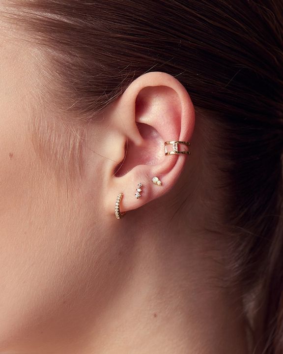 Ania Haie Gold Sparkle Crawler Barbell Single Earring.