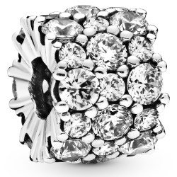 Clear Sparkle Silver Charm w CZ