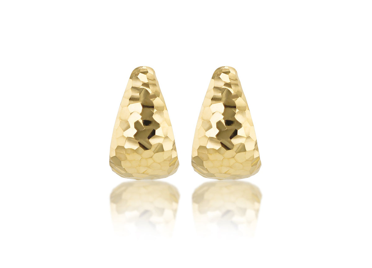 9CT Yellow Gold Diamond Cut J-Shape Stud Earrings