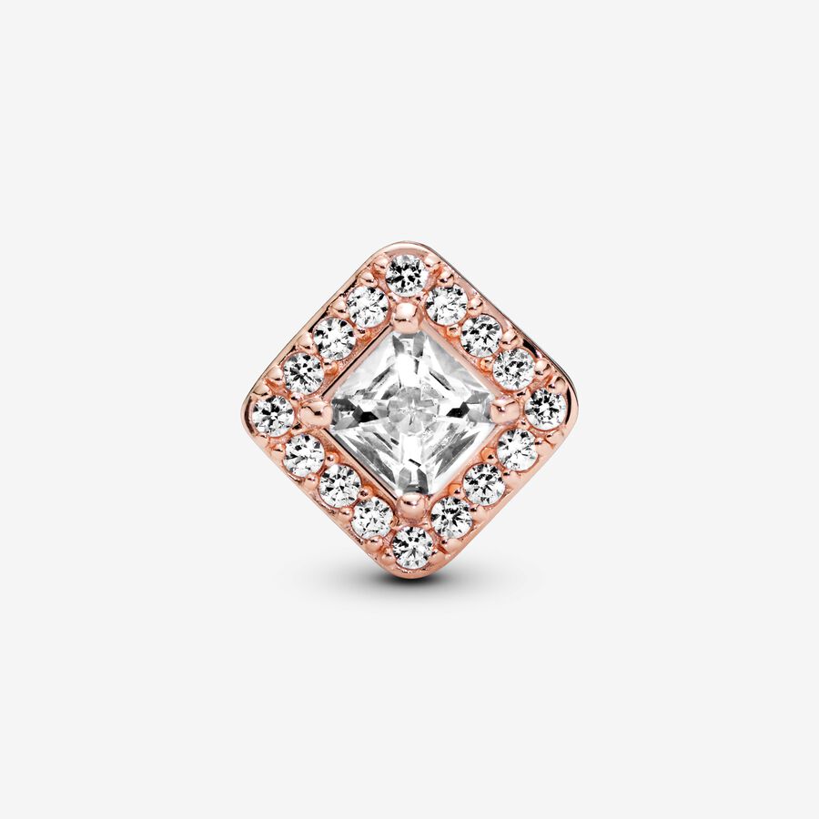 14k Rose gold-plated charm with clear cubic zirconia