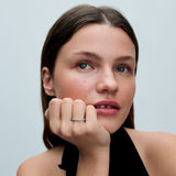 Texture sterling silver ring with clear cubic zirconia