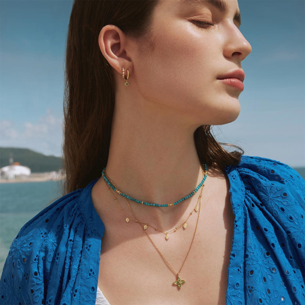 Ania Haie Gold Mint Green Lucky Clover Necklace