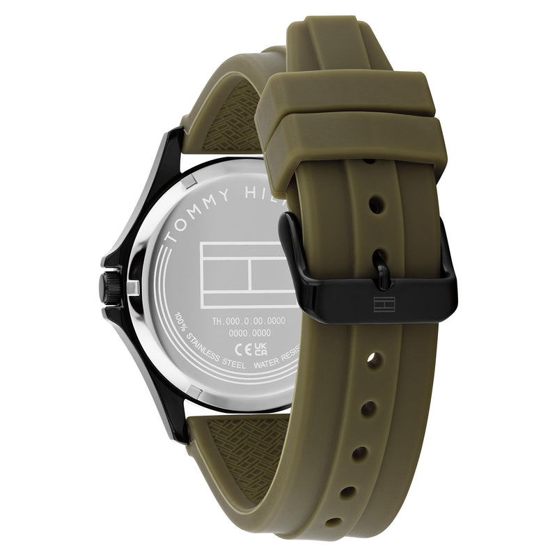 Tommy Hilfiger Green Silicone Black Dial Men's Watch