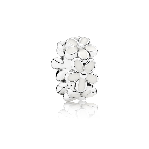 Darling Daisy Meadow Silver Spacer w White Enamel