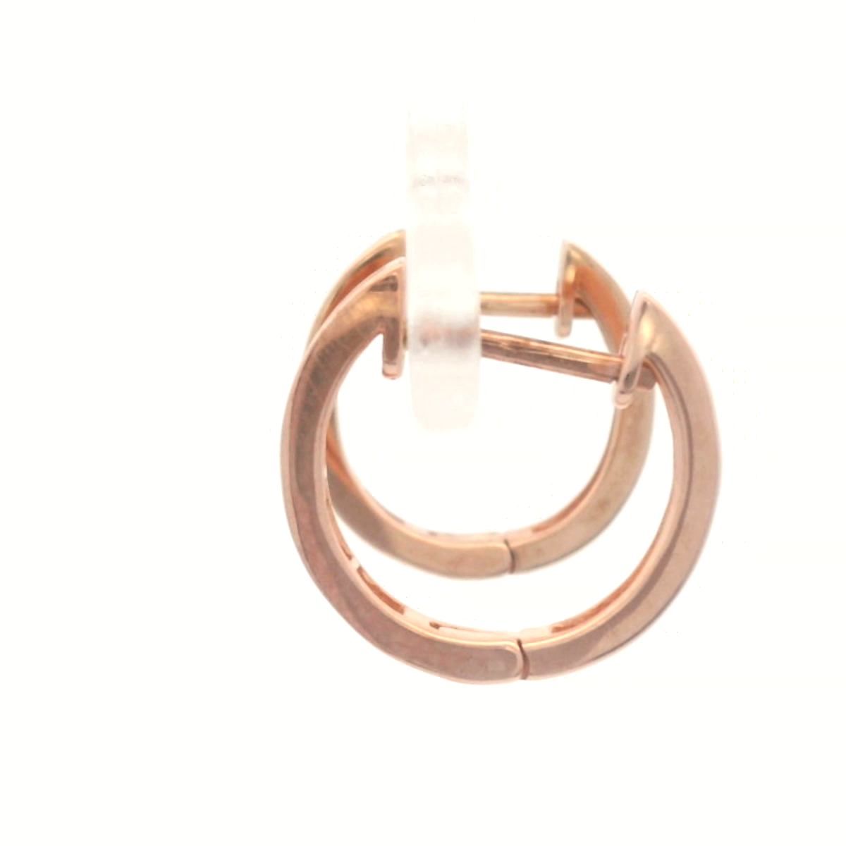 Diamond Set Round Huggie Earrings in Rose Gold