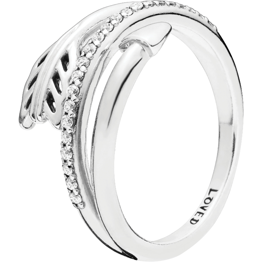 Pandora Sparkling Arrow Silver Ring w Clear CZ
