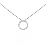 Claw Set Circle Pendant in White Gold