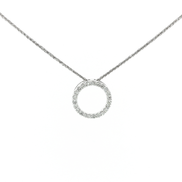 Claw Set Circle Pendant in White Gold