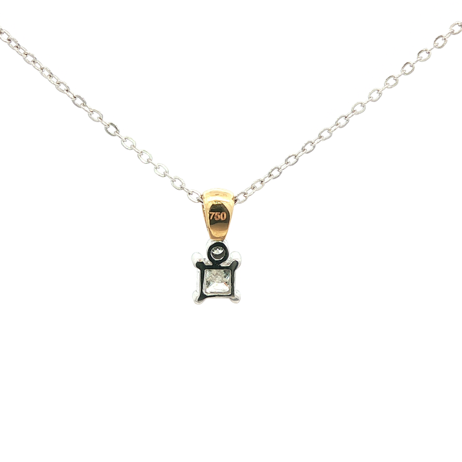 Princess Cut Diamond Pendant Necklace in Yellow Gold