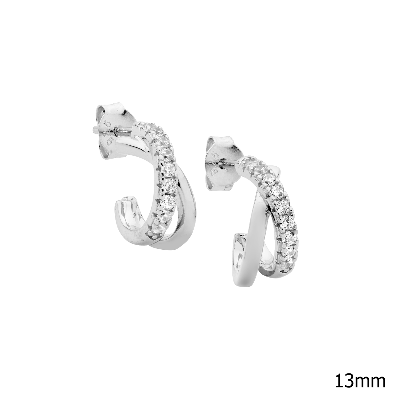 Ellani Cross Over Hoops Set with Cubic Zirconias.