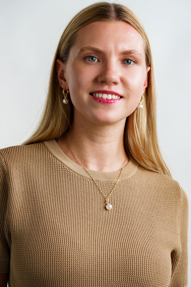 GEORGINI ADAGIO DUO HOOP PEARL EARRING SILVER