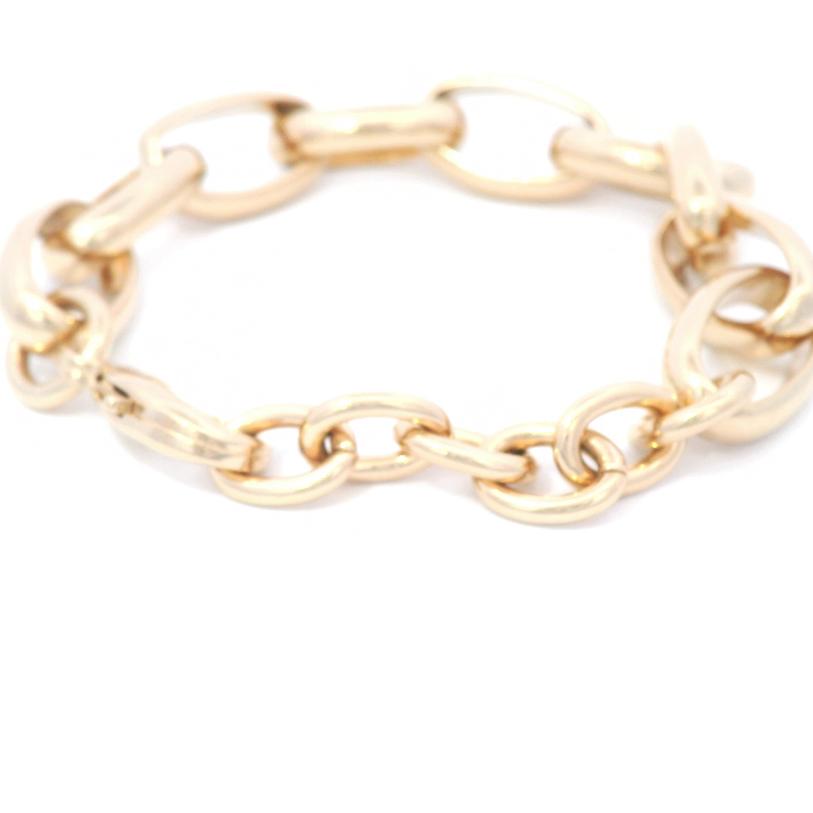 18ct YG Plated Large Oval Bracelet In Yellow Gold