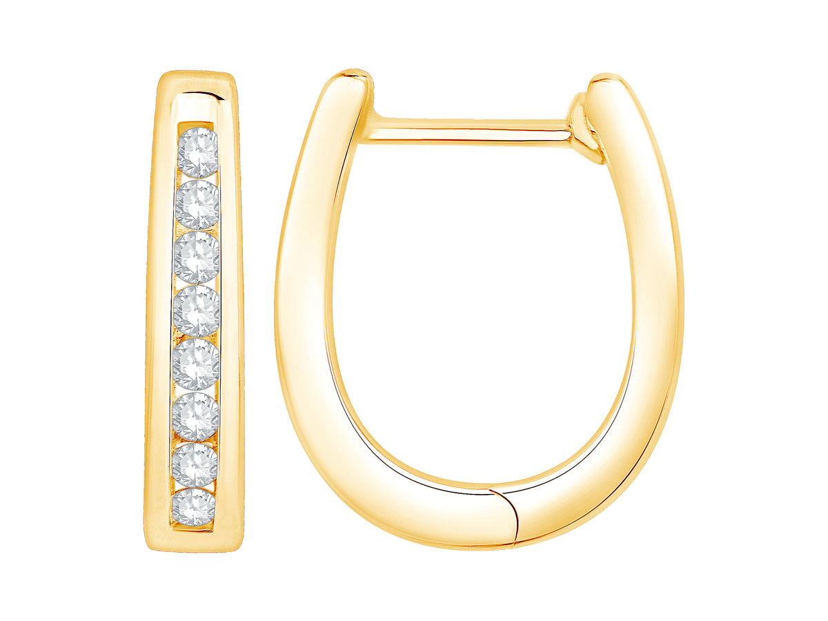 Oval Diamond Huggies in Yellow Gold