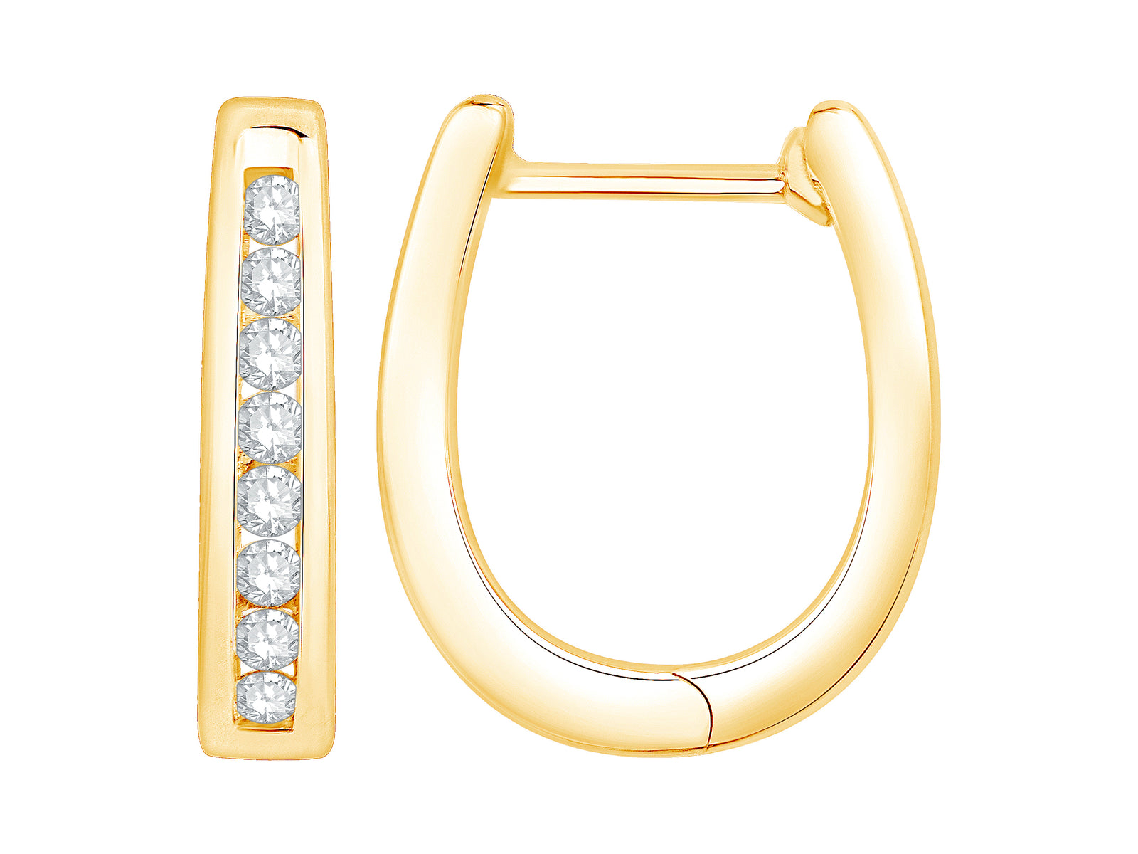 Oval Diamond Huggies in Yellow Gold