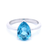 Pear Shaped Natural Blue Topaz Dress Ring in White Gold