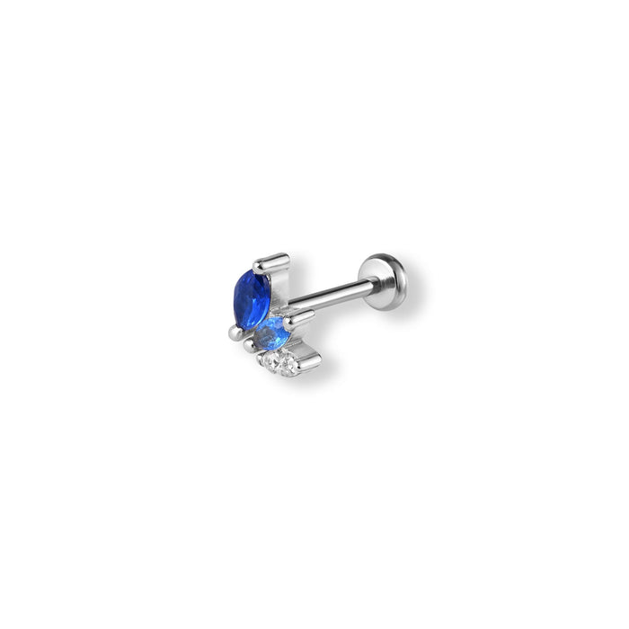 Single Helix Stud with Cubic Zirconia and a Titanium Back