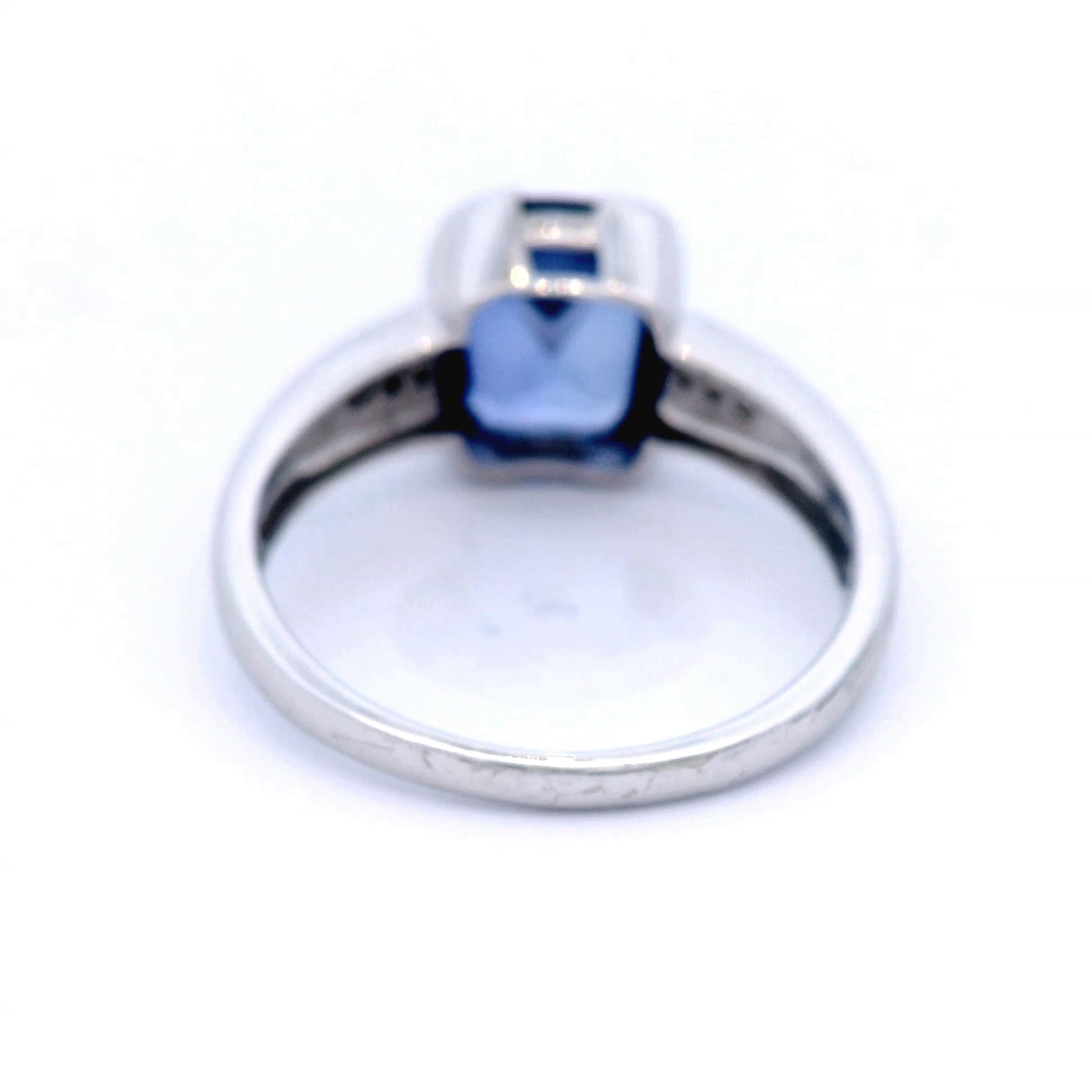 Lab Grown Ceylon Sapphire and Diamond Dress Ring in White Gold