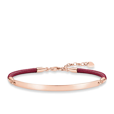 Thomas Sabo Dark Red Cord with Rose Gold Plated Bracelet 16.5-19.5cm