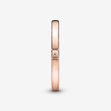 Pandora Rose Logo Stackable Smooth Ring w Clear CZ