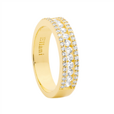 Ellani SS WH CZ Ring W/ Channel Set Centre Row, Rose Gold Plating