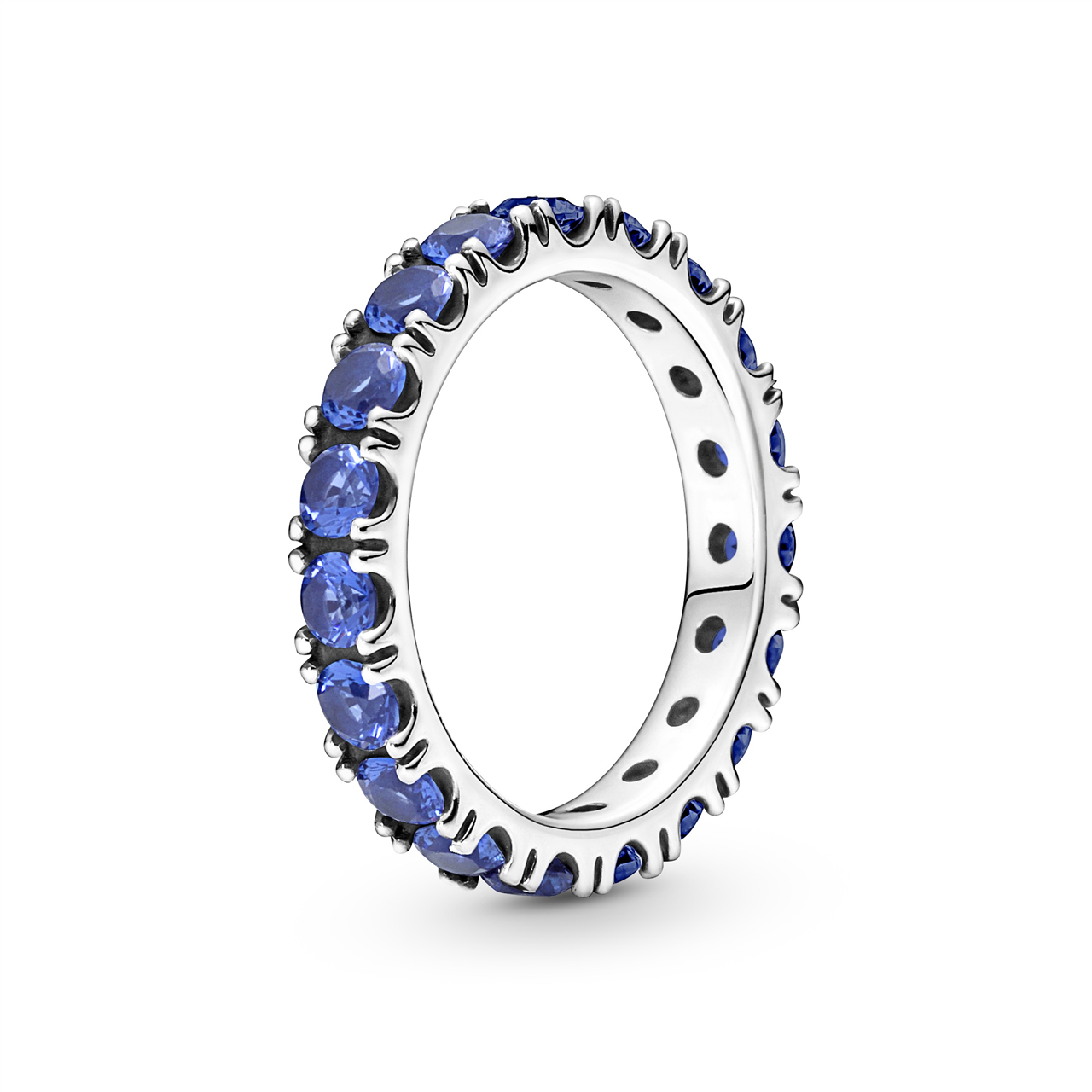 Pandora Sterling silver ring with princess blue crystal