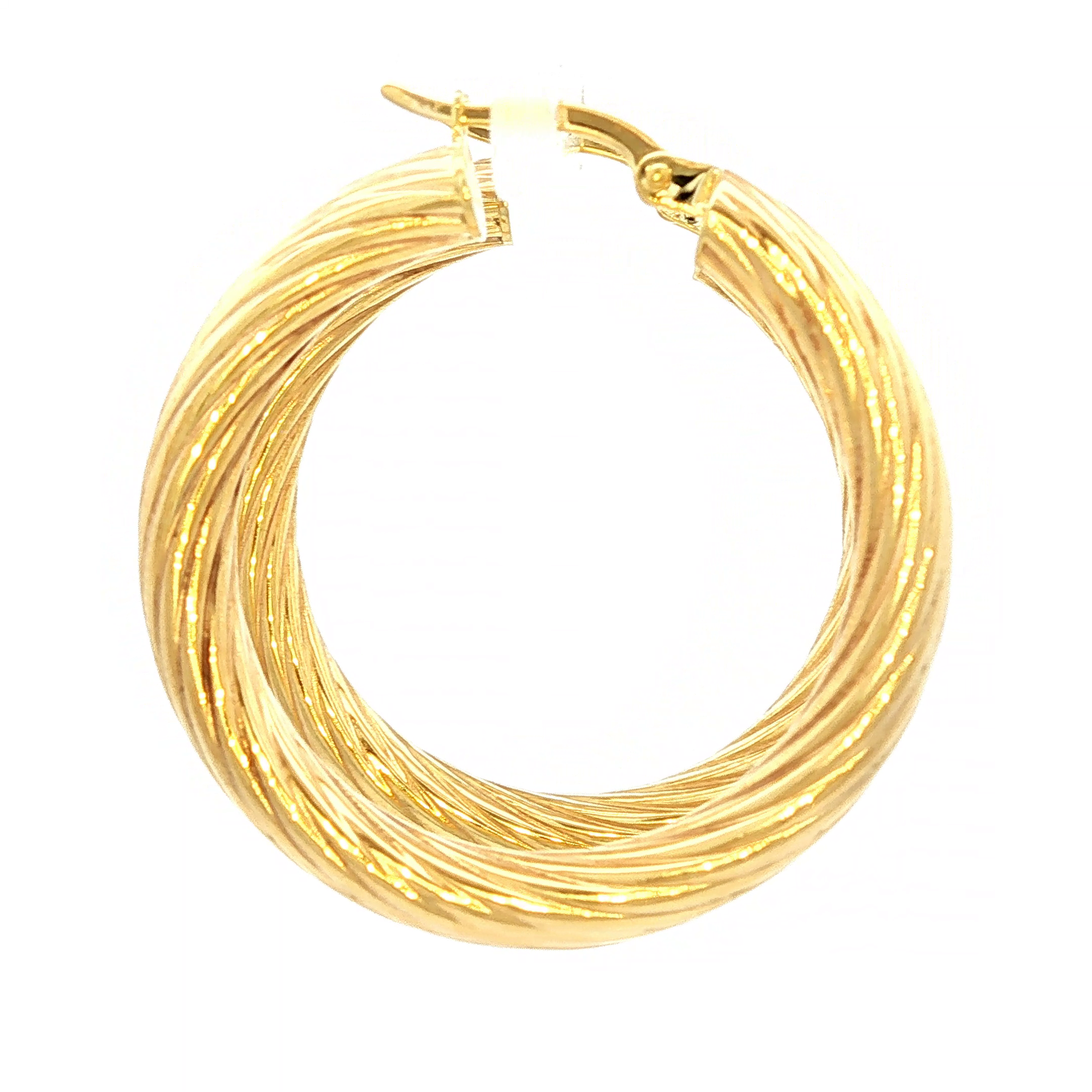 Twist Tube Hoop in Yellow Gold