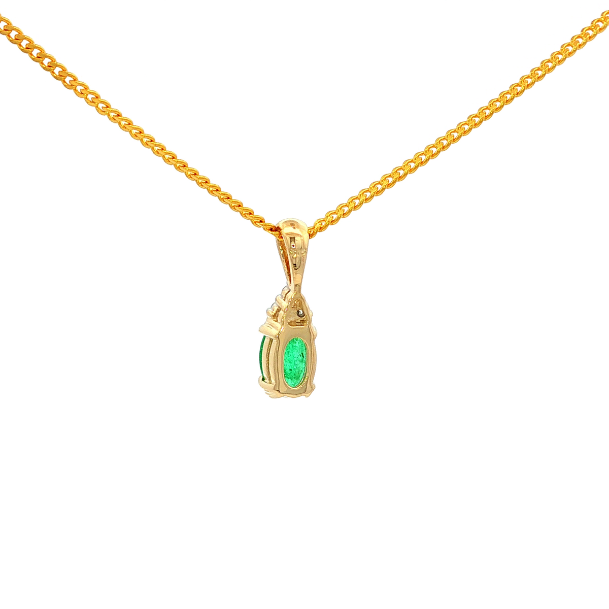 Emerald and Diamond Pendant in Yellow Gold