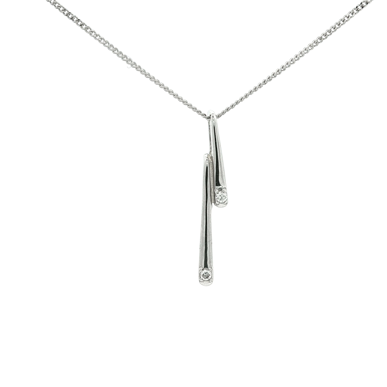 Contemporary White Gold Chain Necklace with Round Cut Diamonds