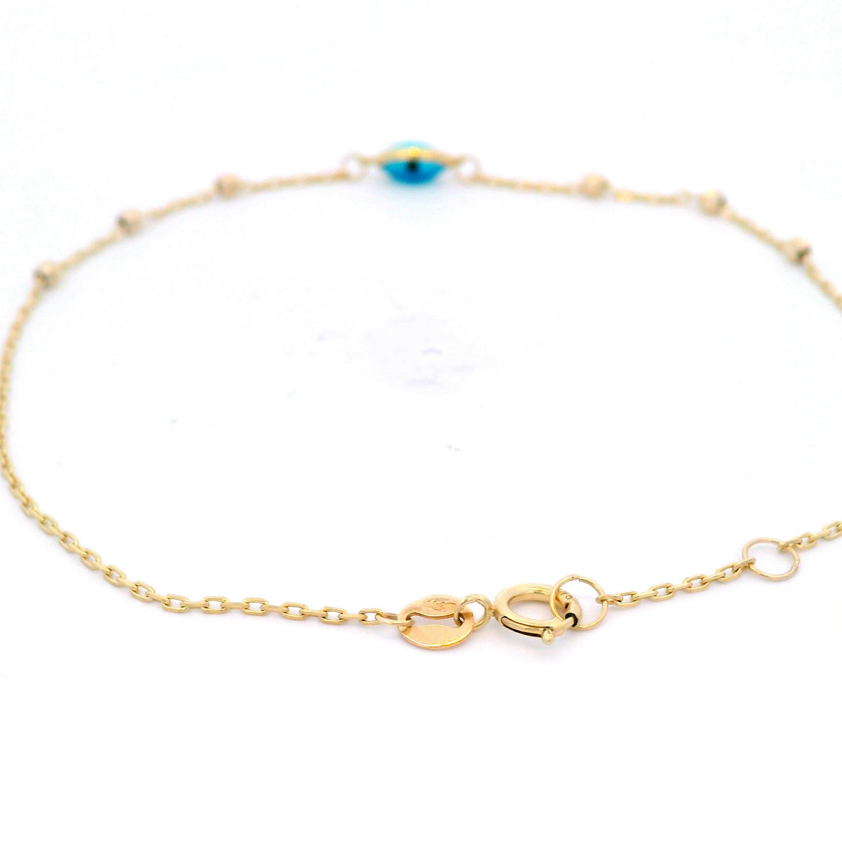 9K Yellow Gold Evil Eye Dc Ball Bracelet