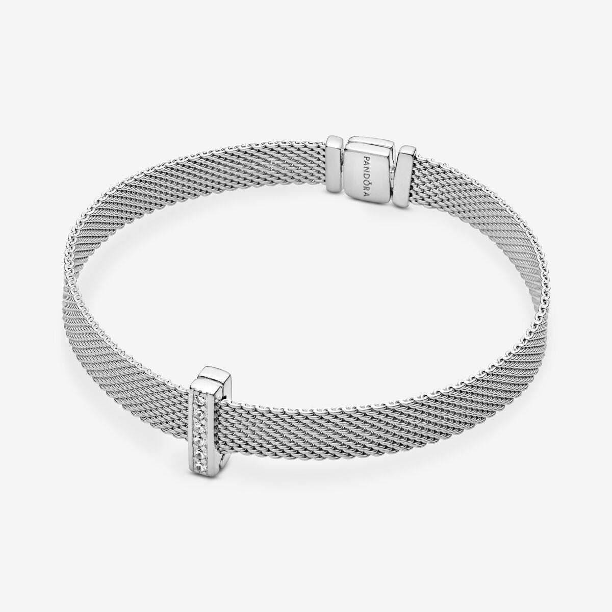 PANDORA Reflexions silver clip charm with clear cubic zirconia