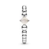 June Misty Rose Silver Ring with Man-Made Misty Rose Crystal