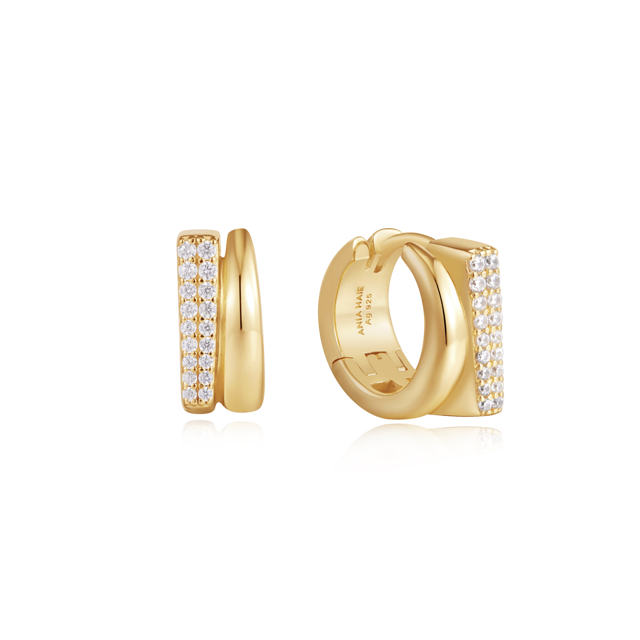 Ania Haie Gold Pavé Double Huggie Hoop Earrings