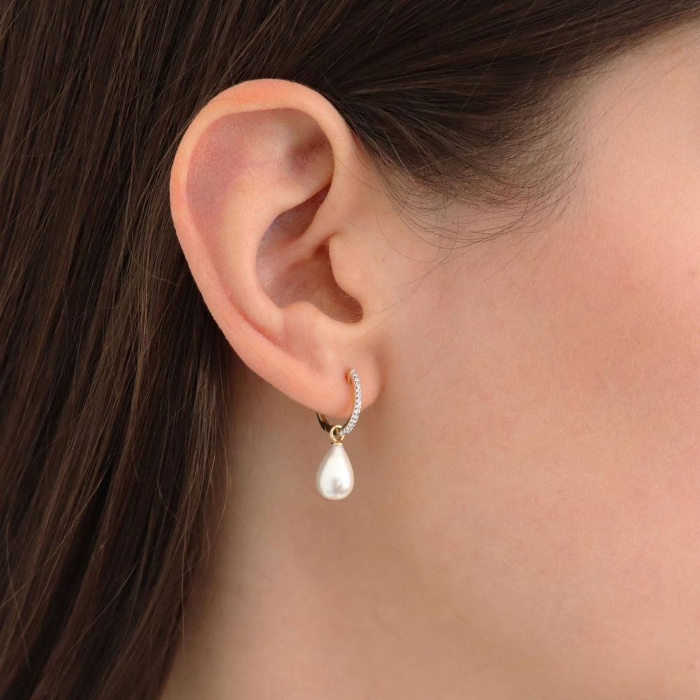 Diamond Pearl Earrings with 0.08ct Diamonds in 9K Yellow Gold