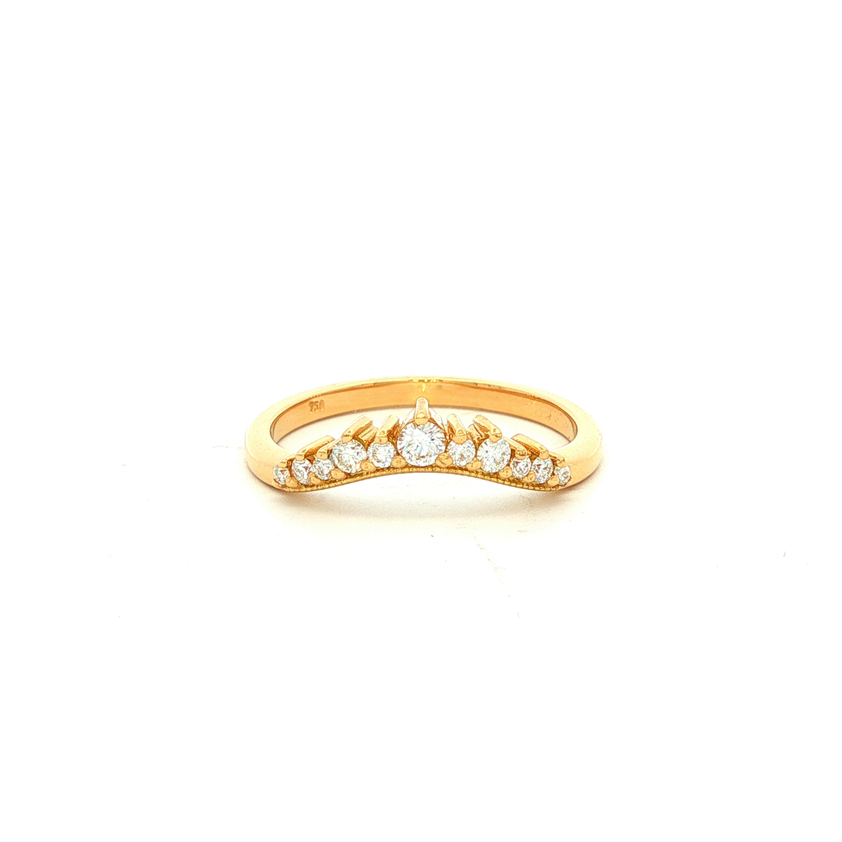 Diamond Curved Set Wedding Band in Yellow Gold