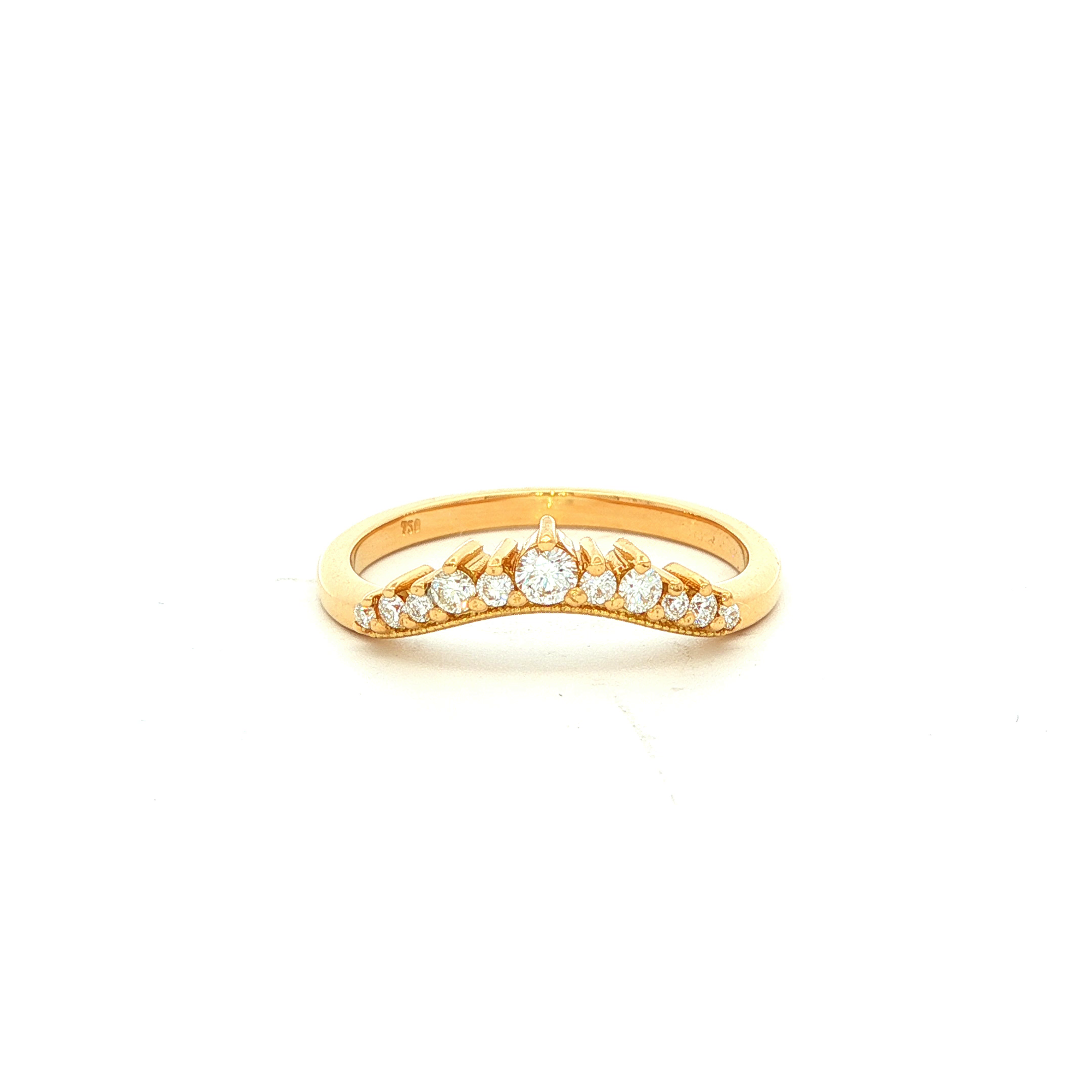 Diamond Curved Set Wedding Band in Yellow Gold